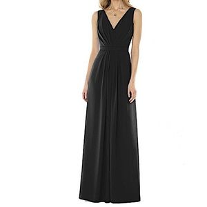 Social Bridesmaids V-Neck Georgette Black Gown Size